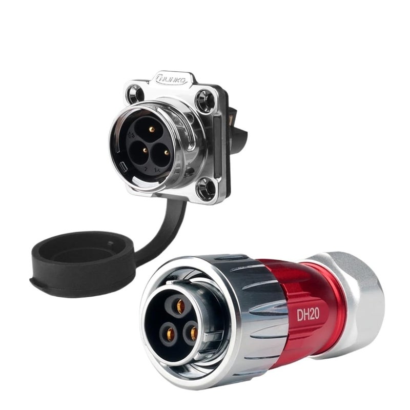 M20 2 Pin Nut Socket IP68 Waterproof Screw Locking Solderless Electrical Connector - Image 3